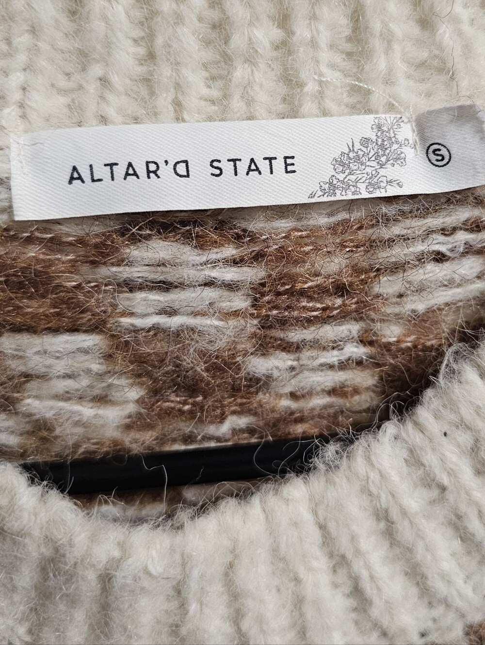 Altar'd State Checkered Striped Colorblock Knit Oversized Pullover Sweater Small - Picture 5 of 7